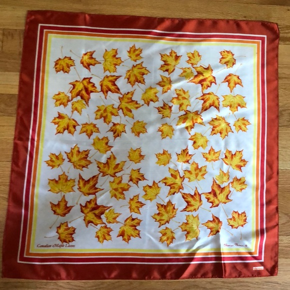 VTG  Scarf by Eleanor Paine For Skemo Canada Canadian Maple Leaves. Autumn. - Picture 3 of 11